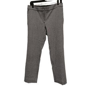 Ann Taylor Womens Dress Pants 6 Black White Houndstooth Straight Pullon Pockets